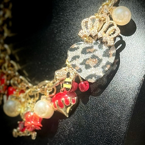 Gold and Red Teddy Bear Charm Necklace - Picture 4 of 7